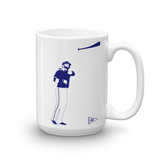 White mug with blue José Bautista Bat Flip image