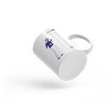 White mug with blue José Bautista Bat Flip image